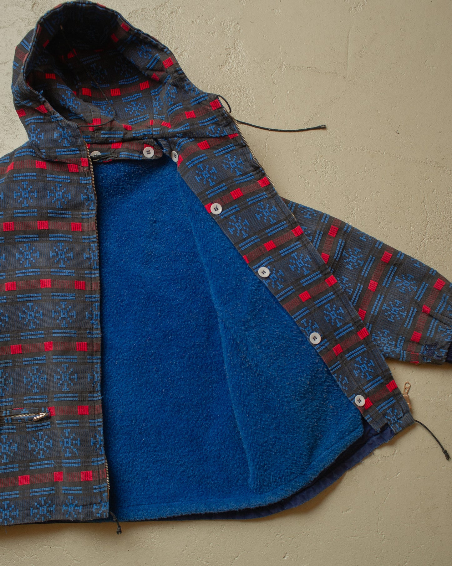 1950s/60s Corduroy Nordic Pattern Kids Jacket blue