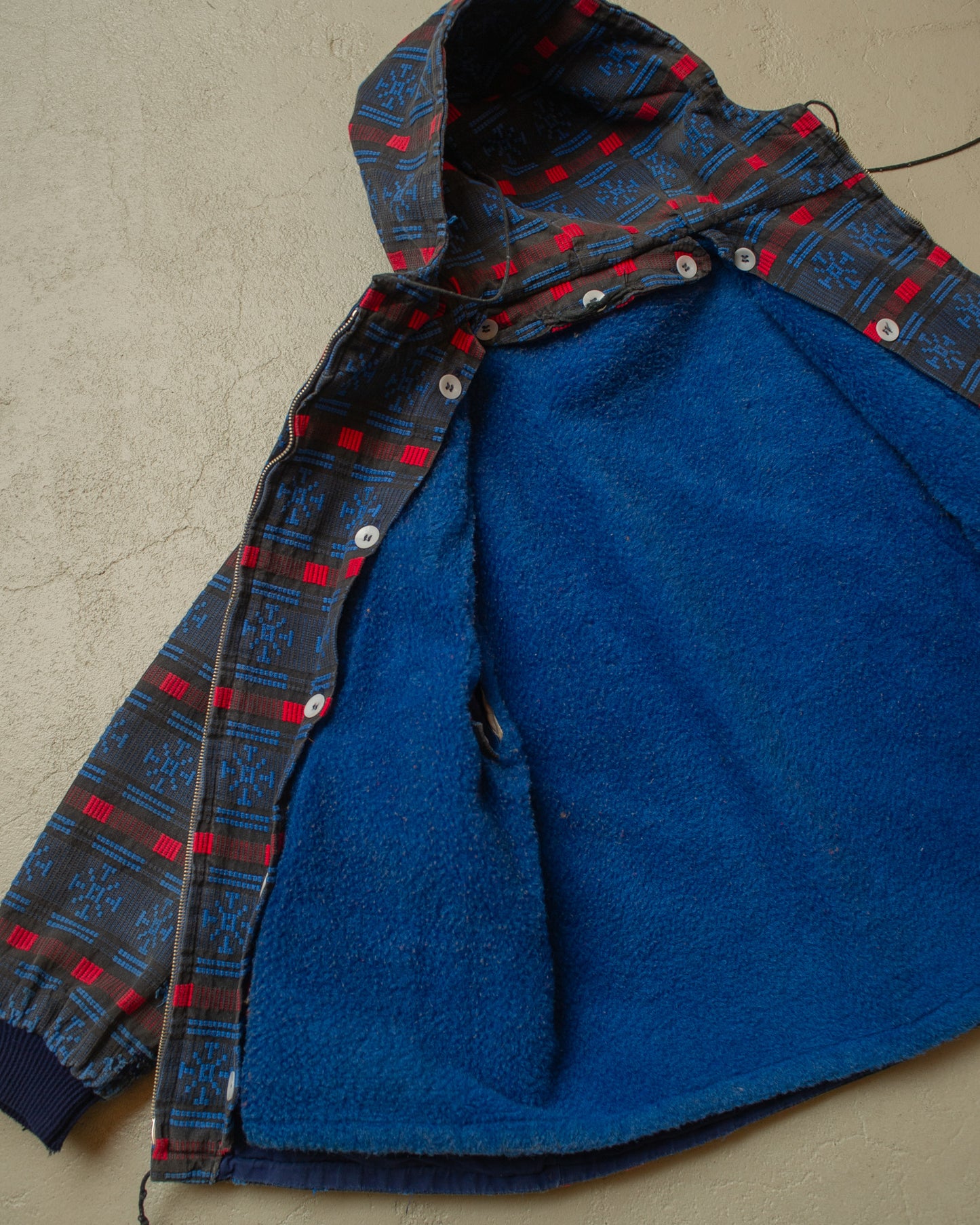 1950s/60s Corduroy Nordic Pattern Kids Jacket blue