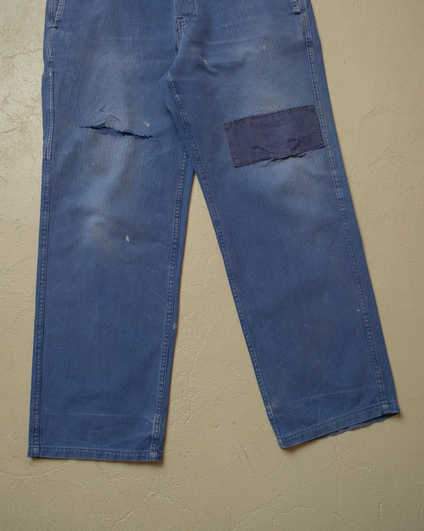 1960s/70s German Herringbone Twill Cotton Work Pants blue - W36,5 L28