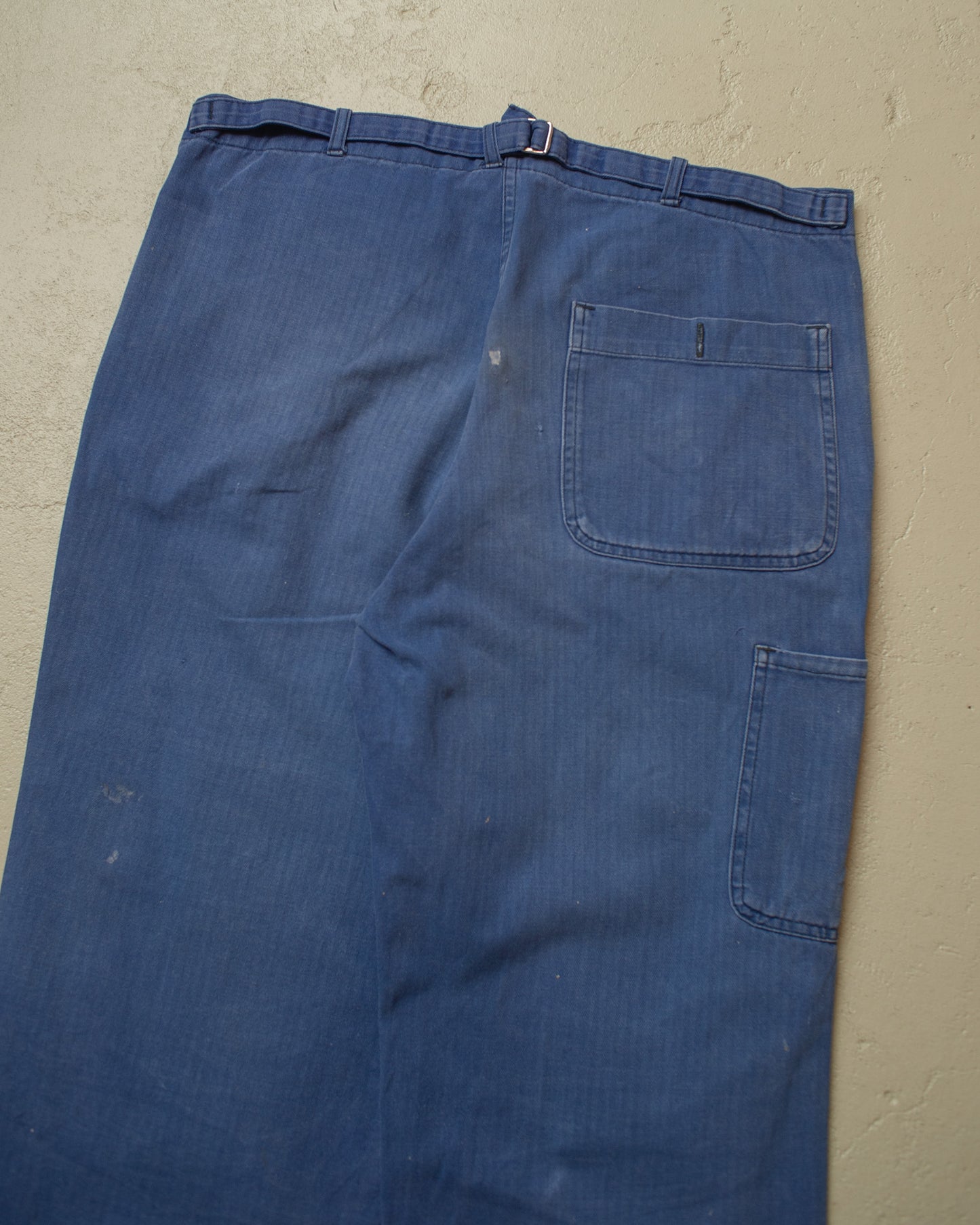 1960s/70s German Herringbone Twill Cotton Work Pants blue - W36,5 L28
