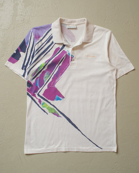 1980s Adidas Polo Shirt white - S/M