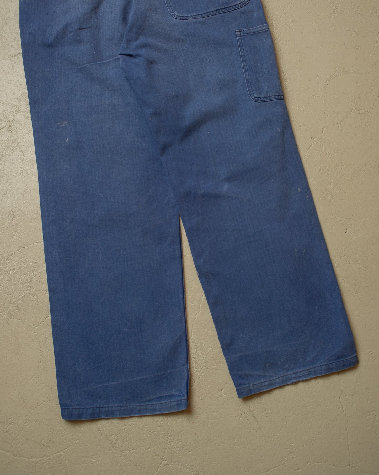 1960s/70s German Herringbone Twill Cotton Work Pants blue - W36,5 L28