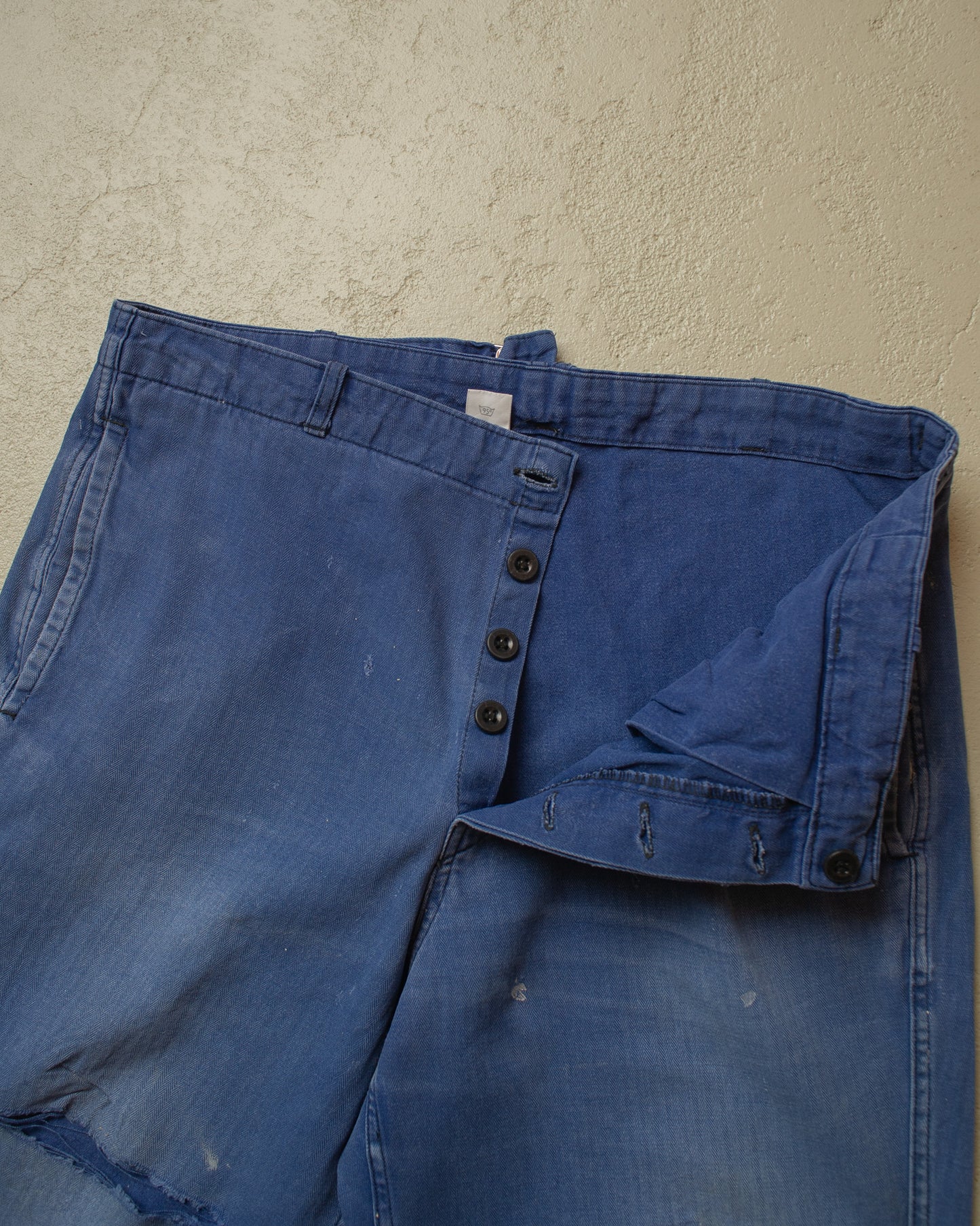 1960s/70s German Herringbone Twill Cotton Work Pants blue - W36,5 L28
