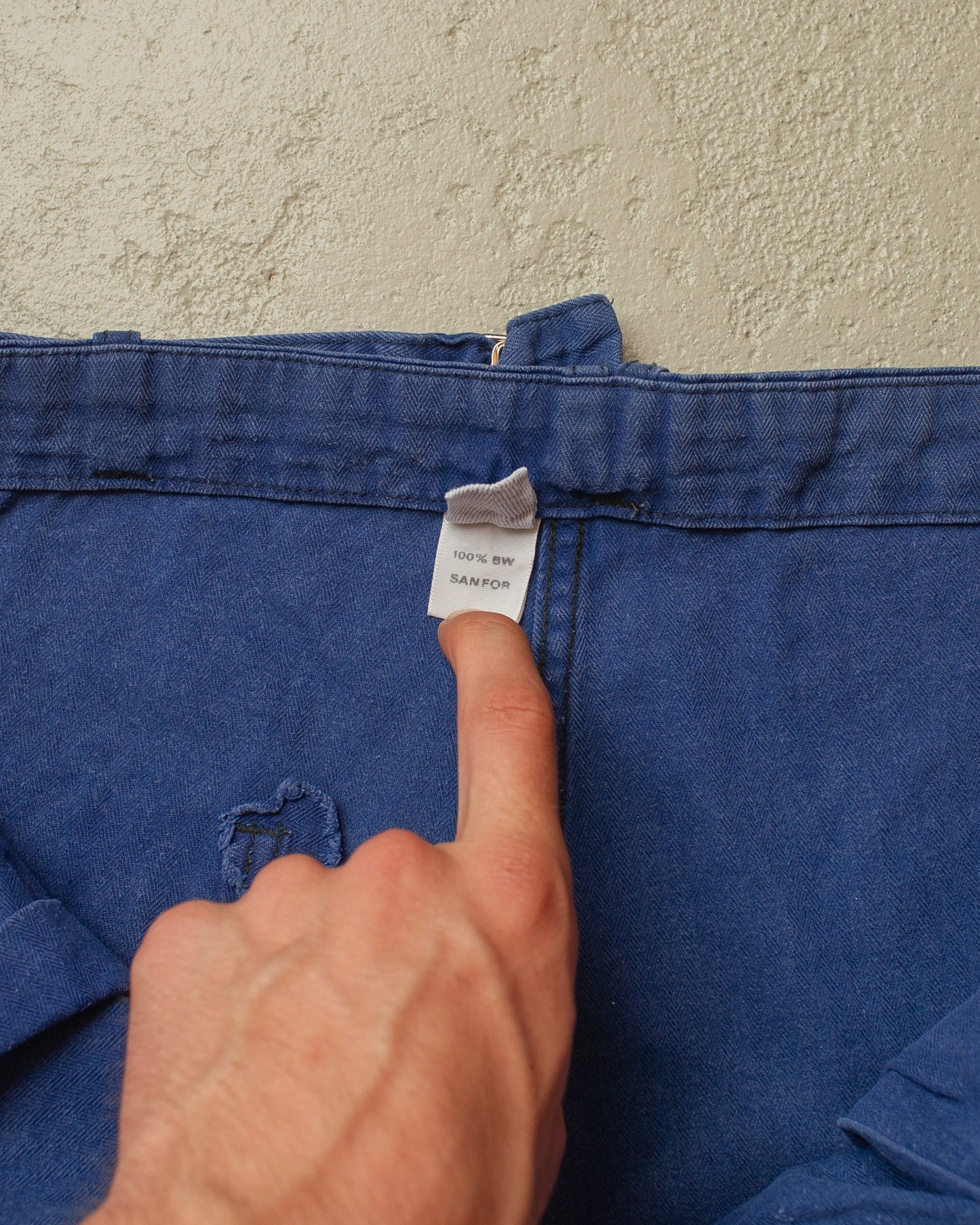1960s/70s German Herringbone Twill Cotton Work Pants blue - W36,5 L28