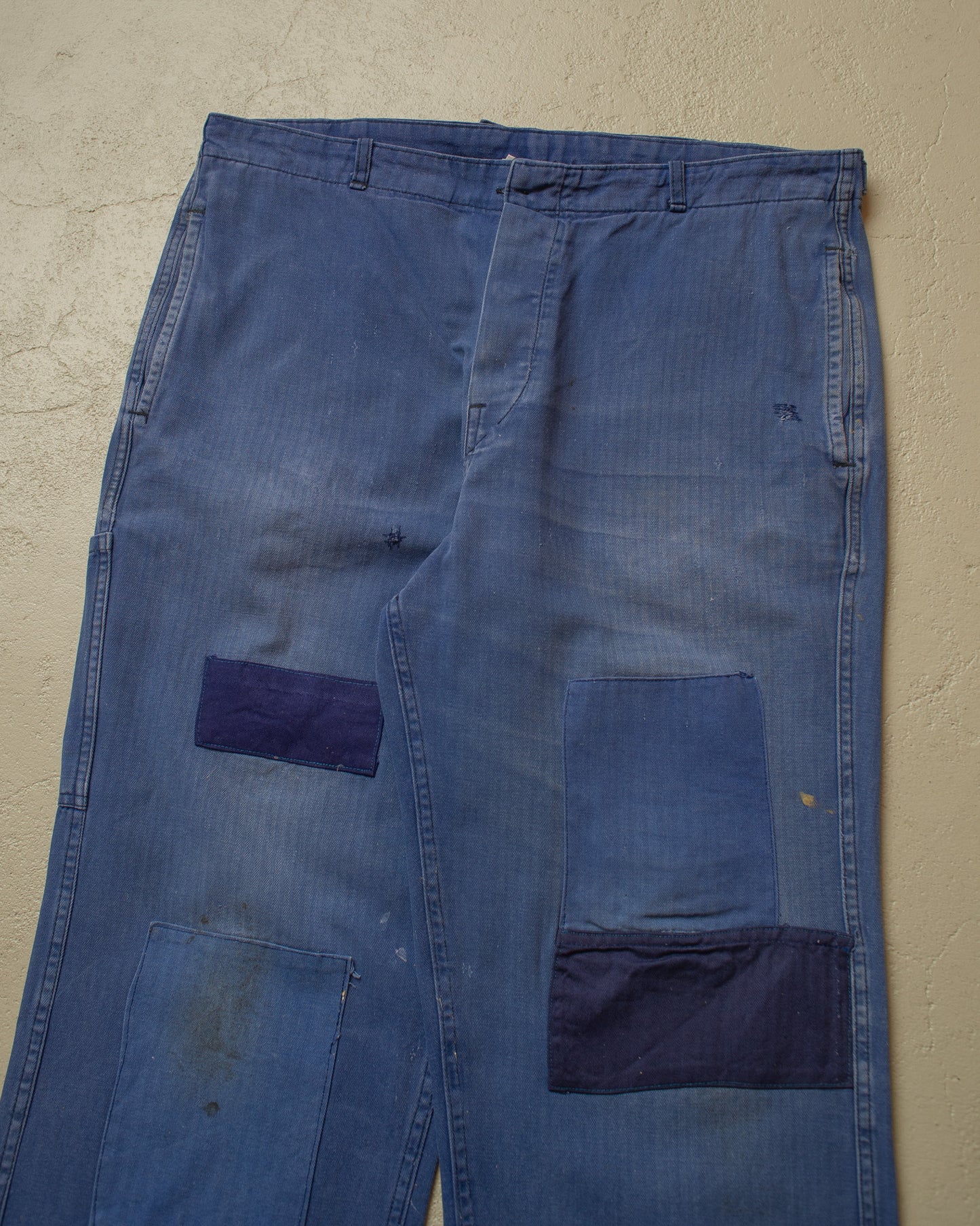 1960s/70s German Herringbone Twill Cotton Work Pants blue - W36,5 L28,5