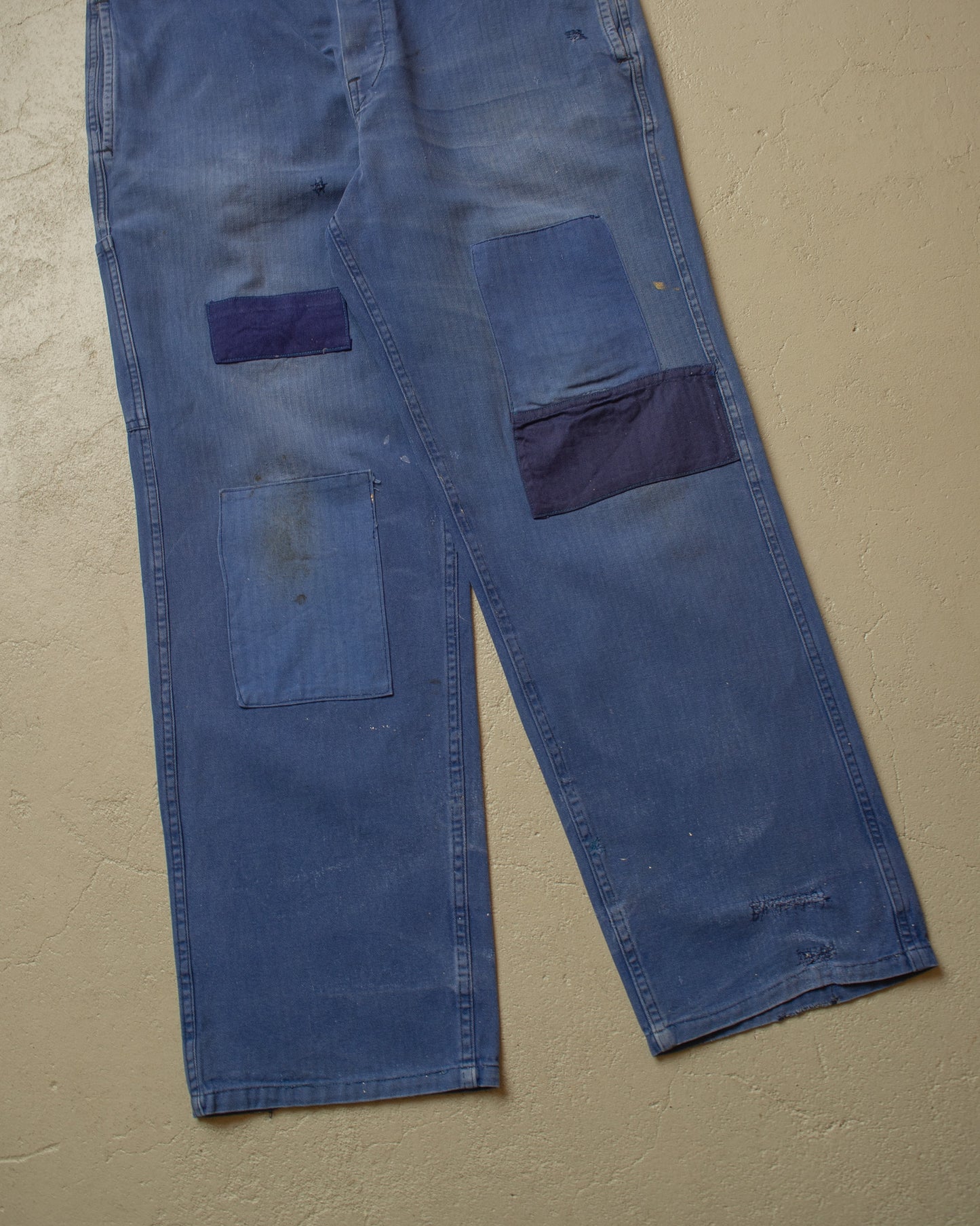 1960s/70s German Herringbone Twill Cotton Work Pants blue - W36,5 L28,5