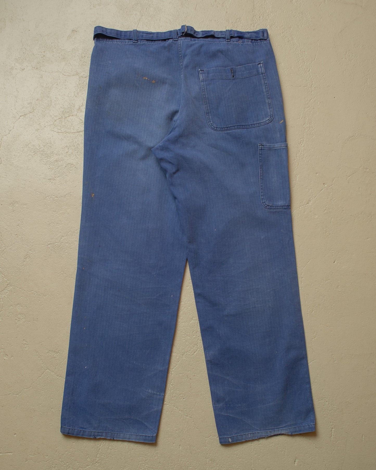 1960s/70s German Herringbone Twill Cotton Work Pants blue - W36,5 L28,5