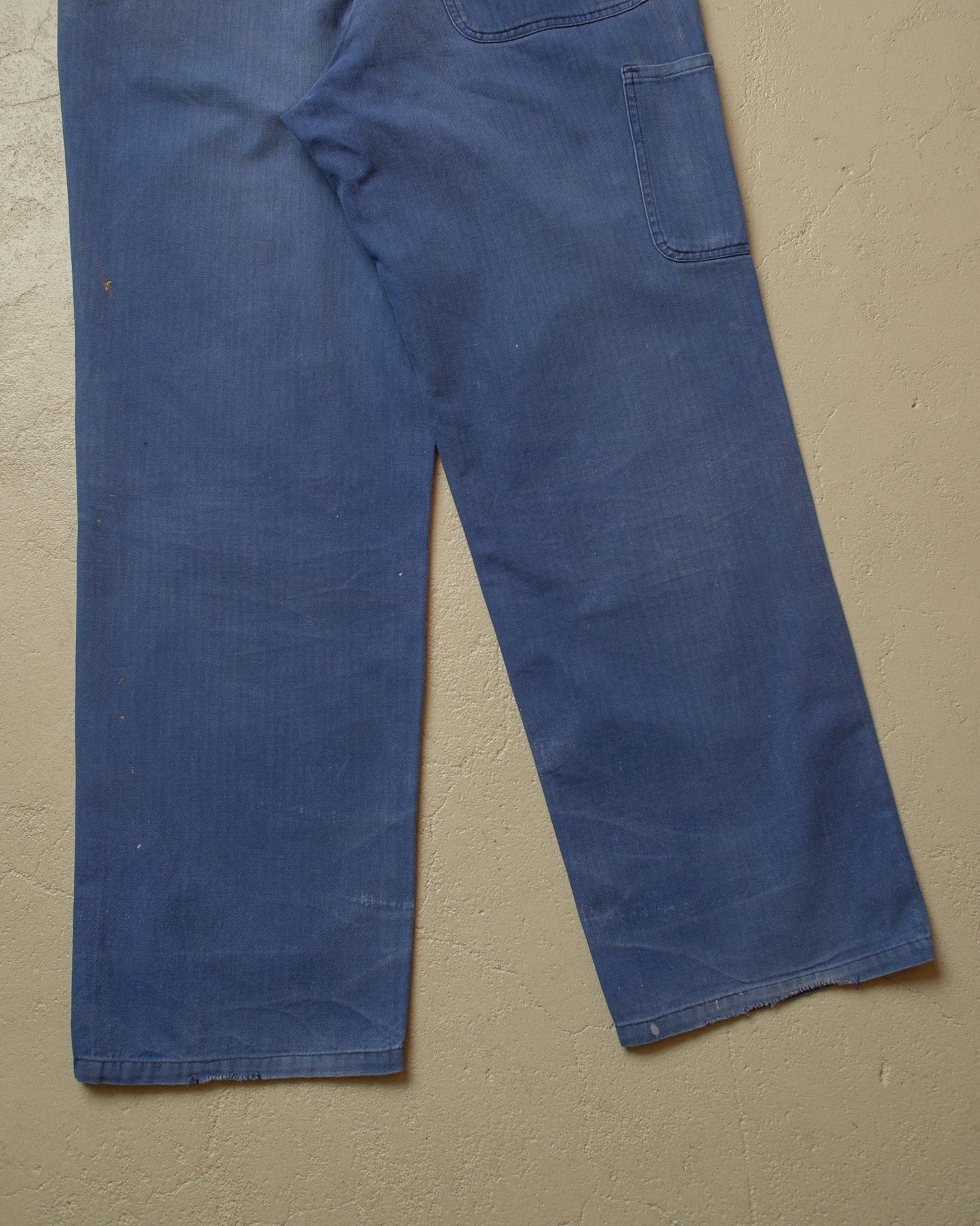 1960s/70s German Herringbone Twill Cotton Work Pants blue - W36,5 L28,5
