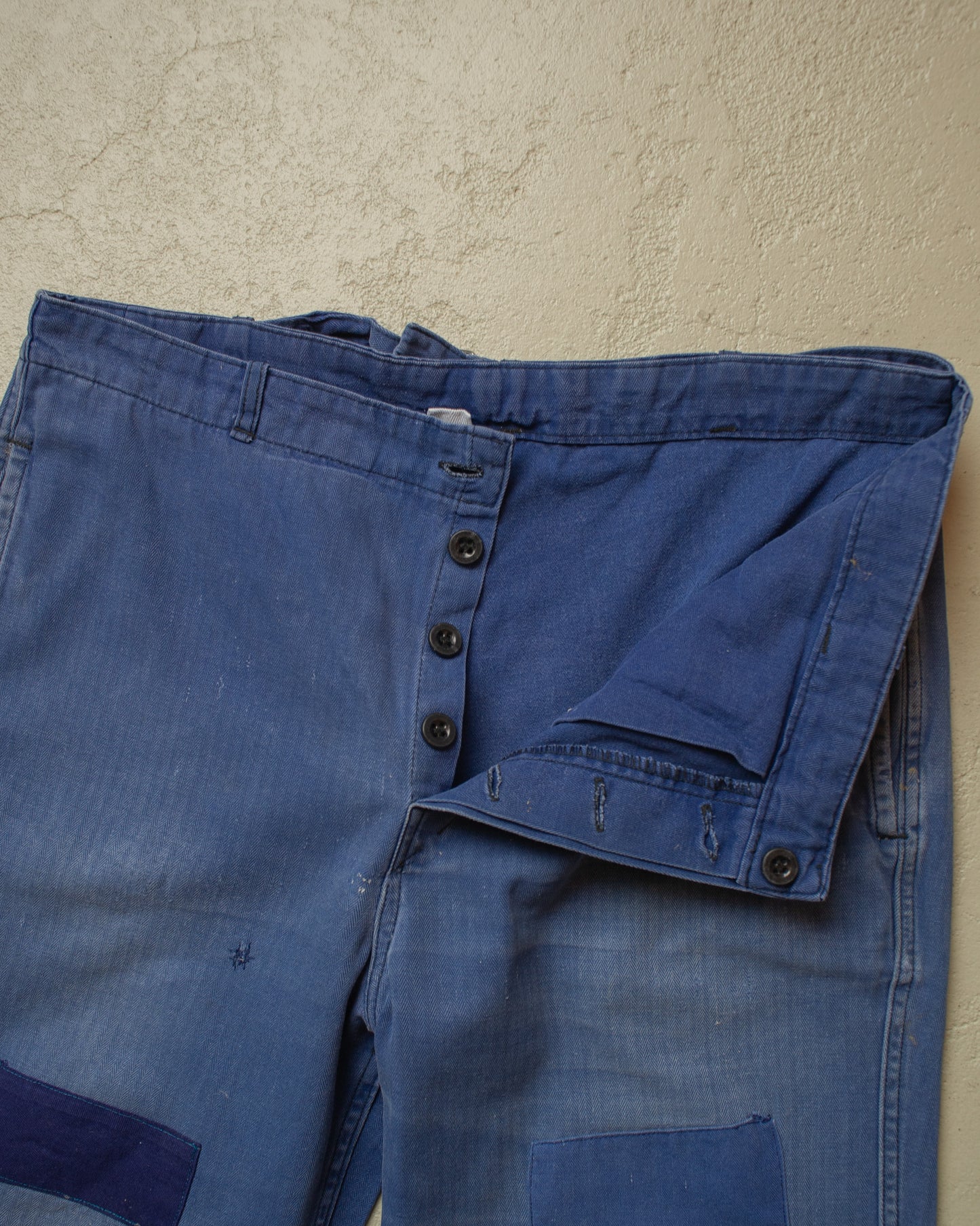 1960s/70s German Herringbone Twill Cotton Work Pants blue - W36,5 L28,5