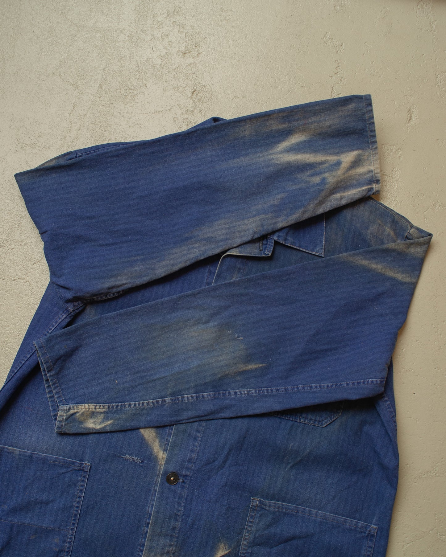 1960s/70s German Herringbone Twill Cotton Work Jacket blue - XL