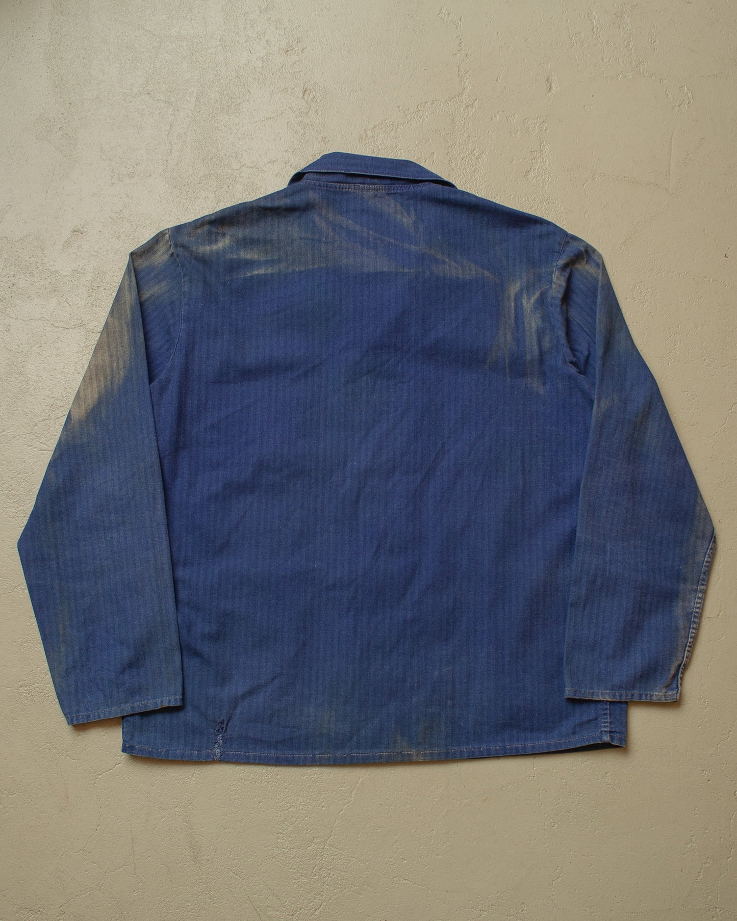 1960s/70s German Herringbone Twill Cotton Work Jacket blue - XL