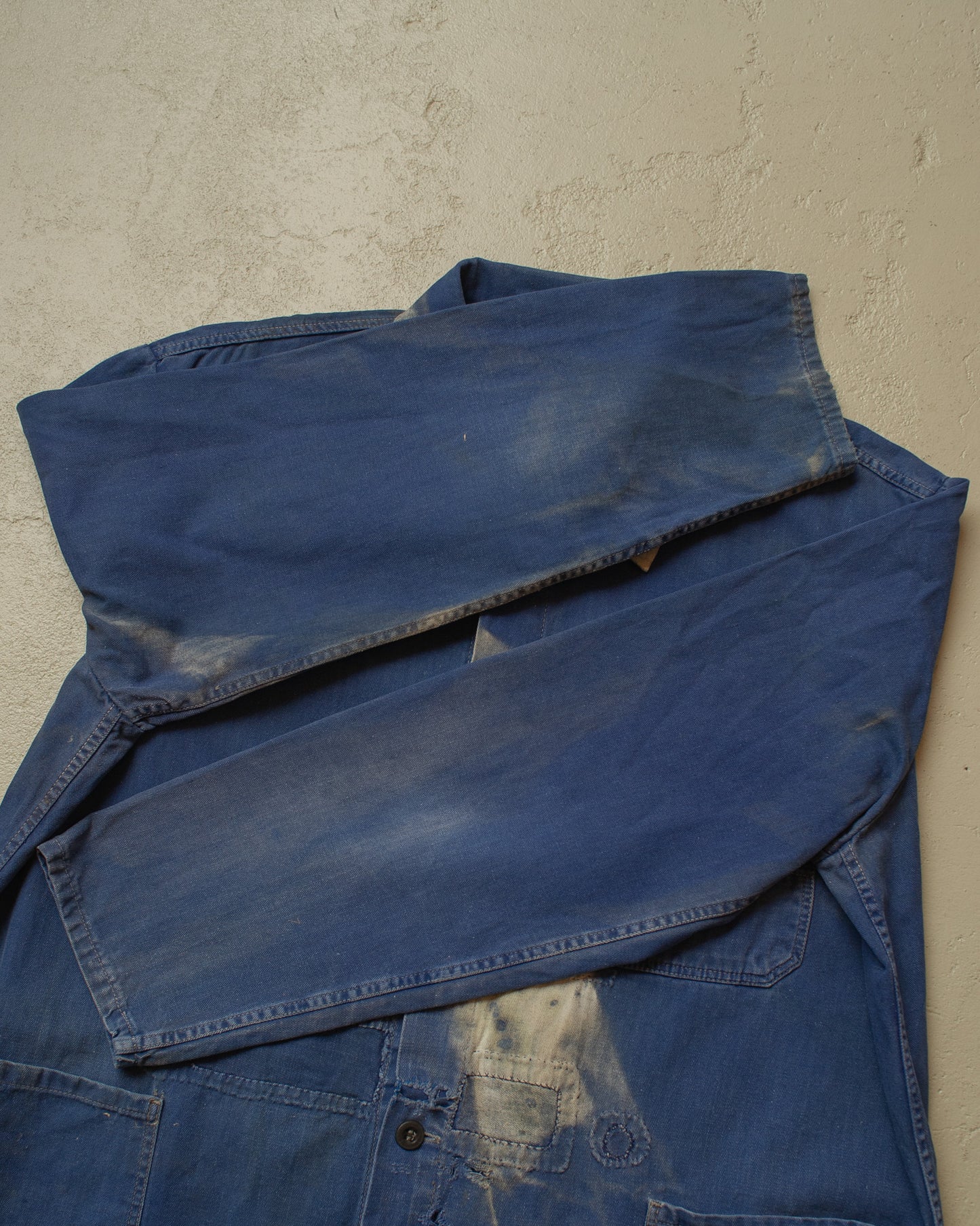1960s/70s German Herringbone Twill Cotton Work Jacket blue - XL