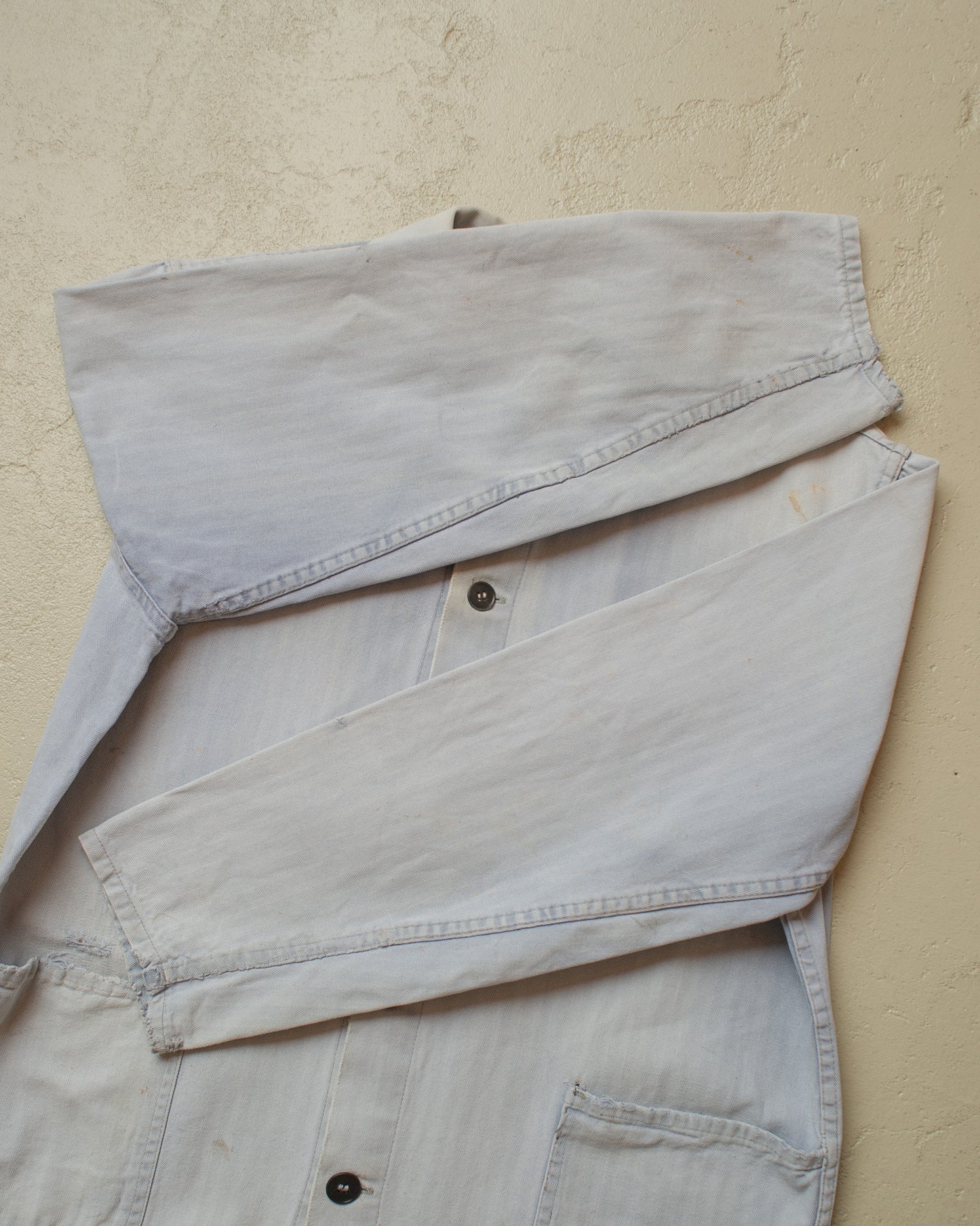 1960s/70s German Herringbone Twill Cotton Work Jacket blue - M/L