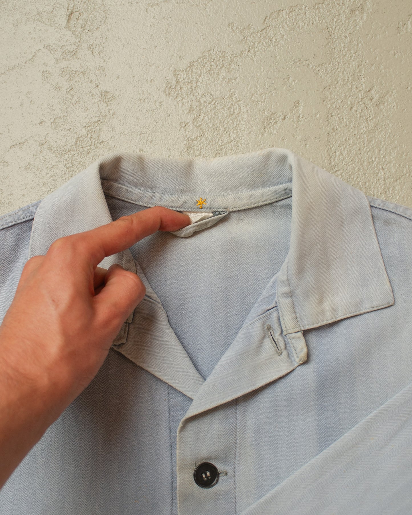 1960s/70s German Herringbone Twill Cotton Work Jacket blue - M/L