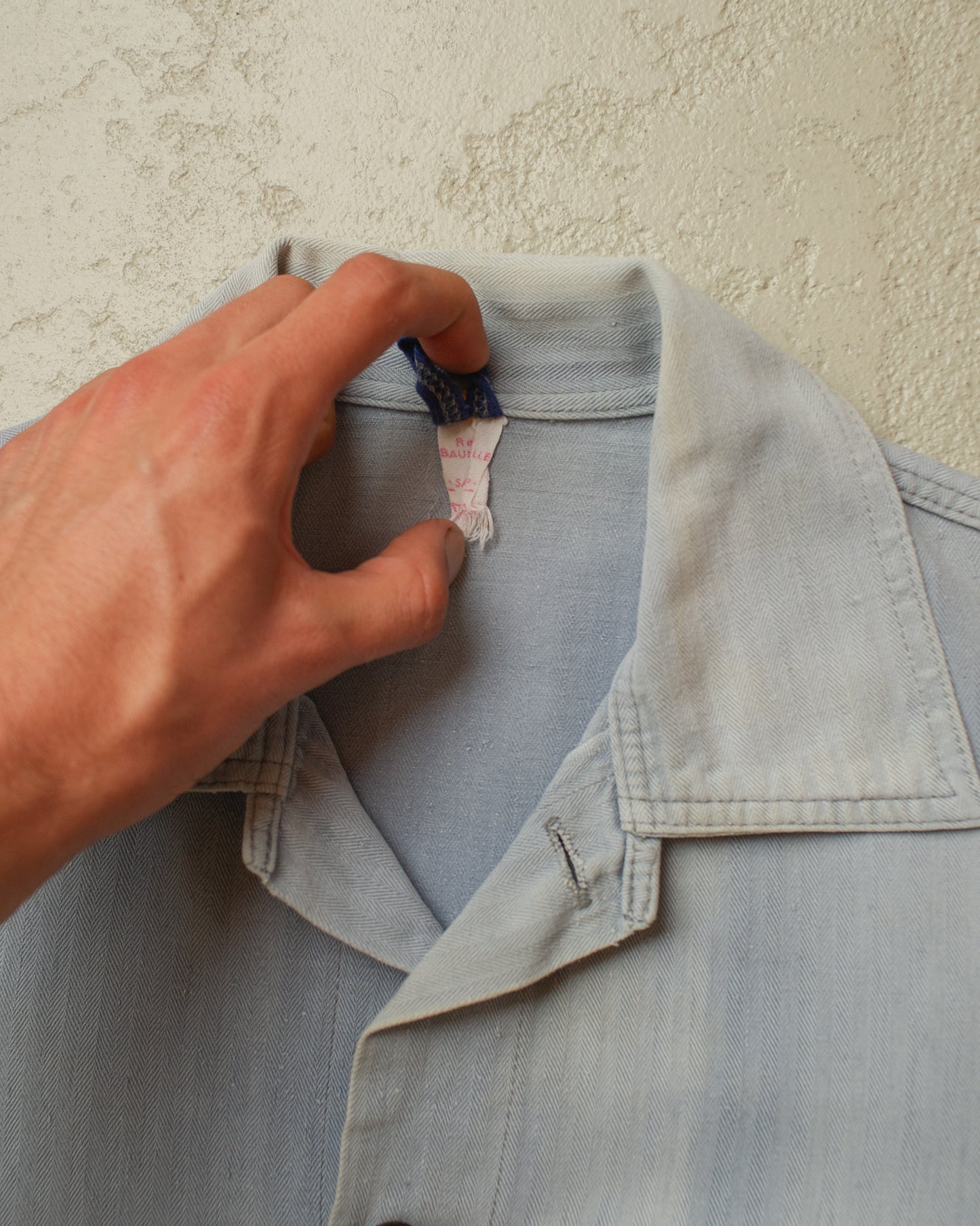 1960s/70s German Herringbone Twill Cotton Work Jacket blue - M/L