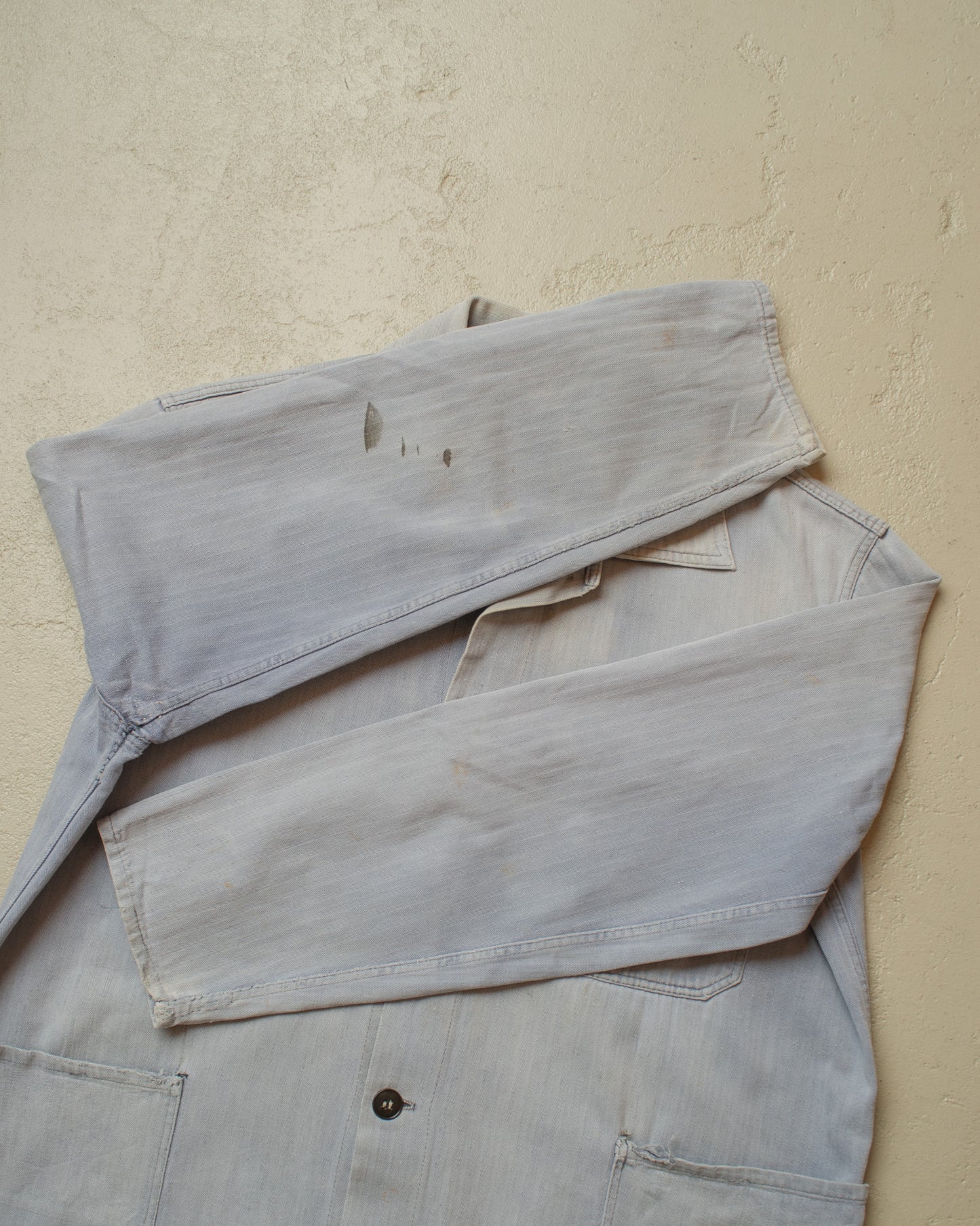 1960s/70s German Herringbone Twill Cotton Work Jacket blue - M/L