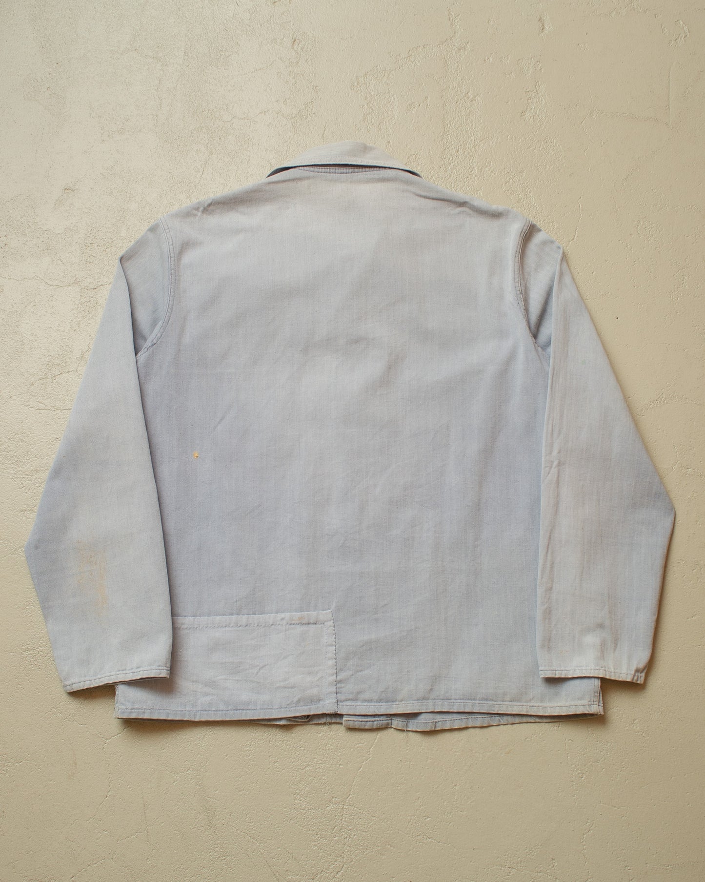 1960s/70s German Herringbone Twill Cotton Work Jacket blue - M/L