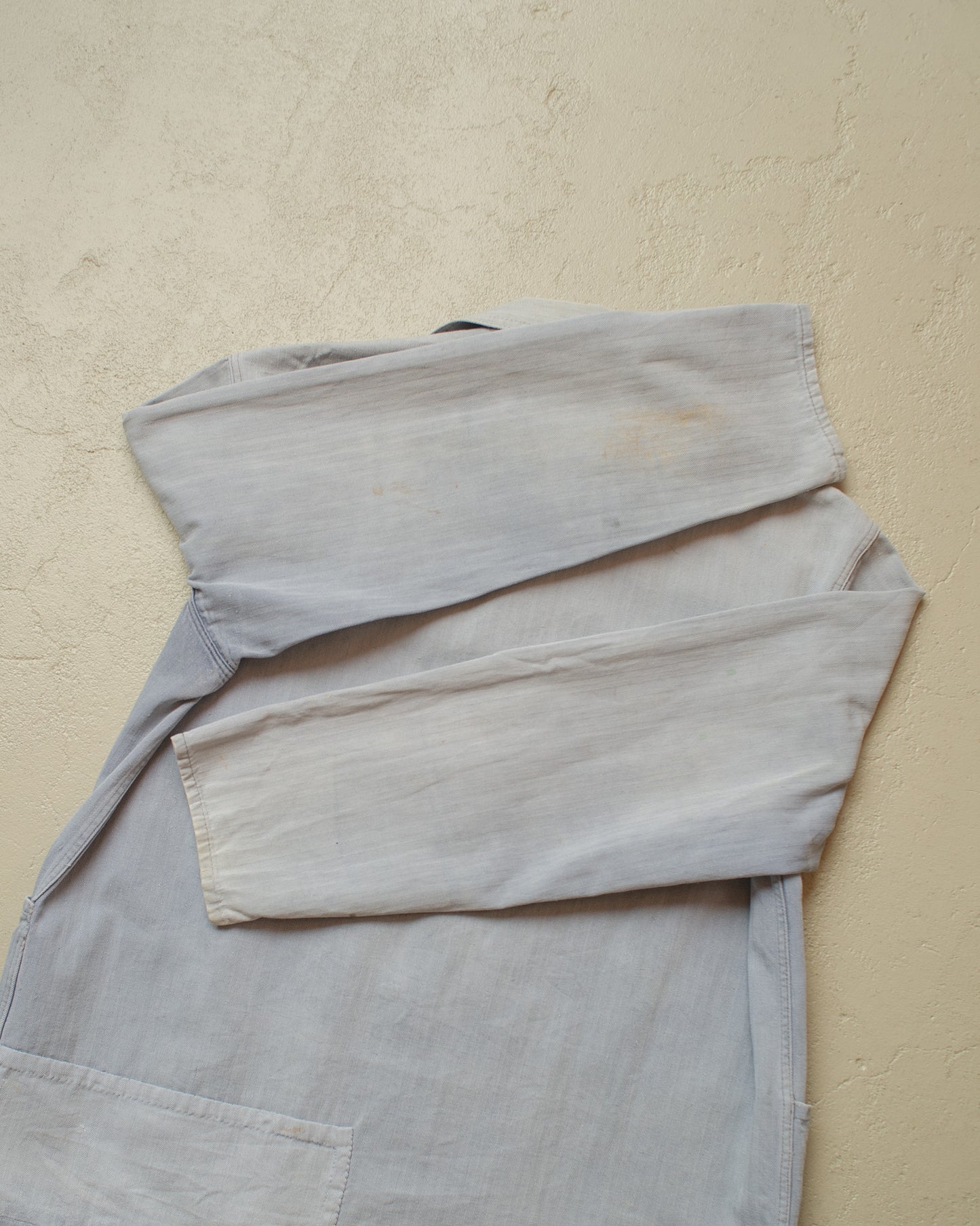 1960s/70s German Herringbone Twill Cotton Work Jacket blue - M/L