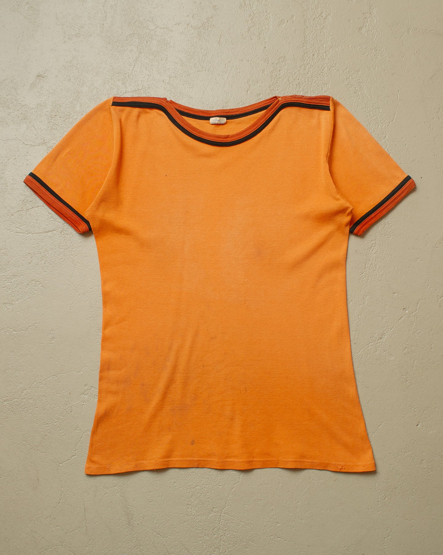 1970s Faded Schiesser Ringer T-shirt orange - M