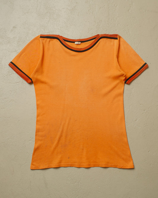 1970s Faded Schiesser Ringer T-shirt orange - M
