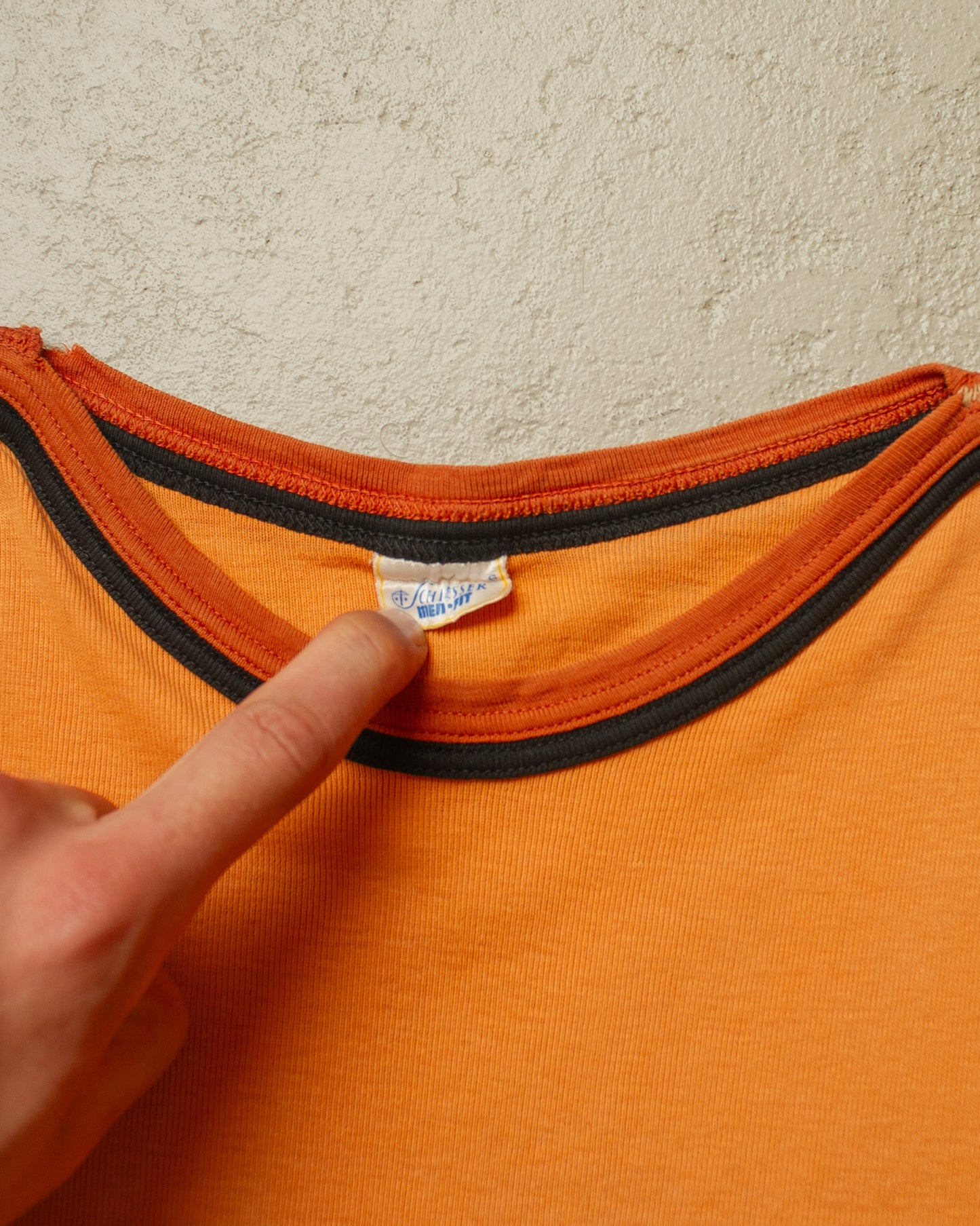 1970s Faded Schiesser Ringer T-shirt orange - M