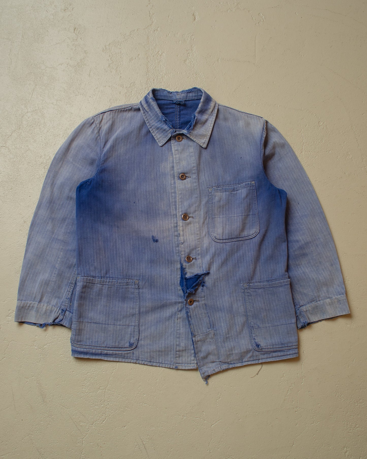 1950s Sunfaded German Work Jacket blue - M/L