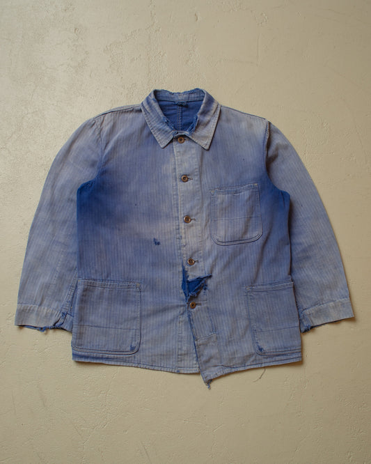1950s Sunfaded German Work Jacket blue - M/L