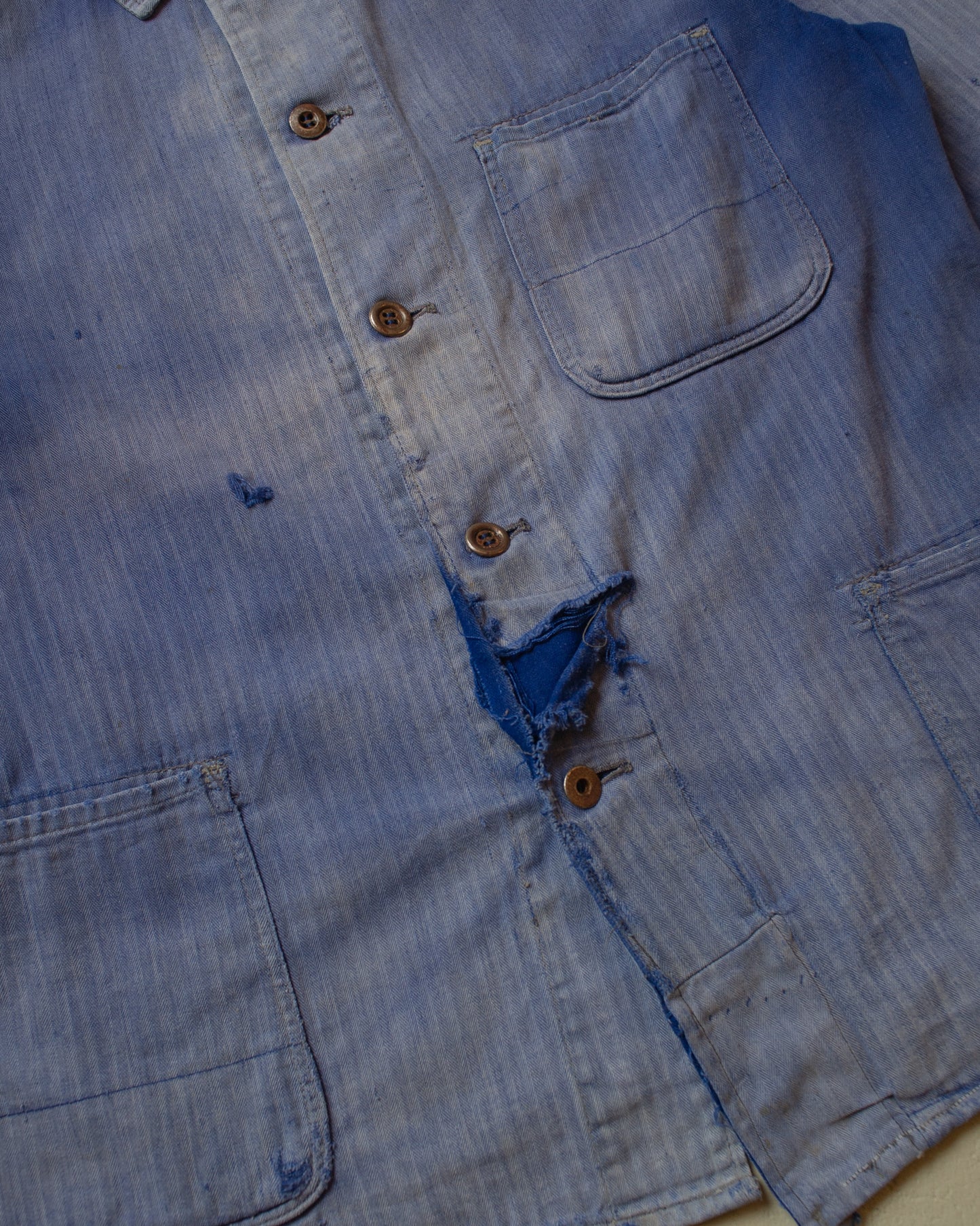 1950s Sunfaded German Work Jacket blue - M/L