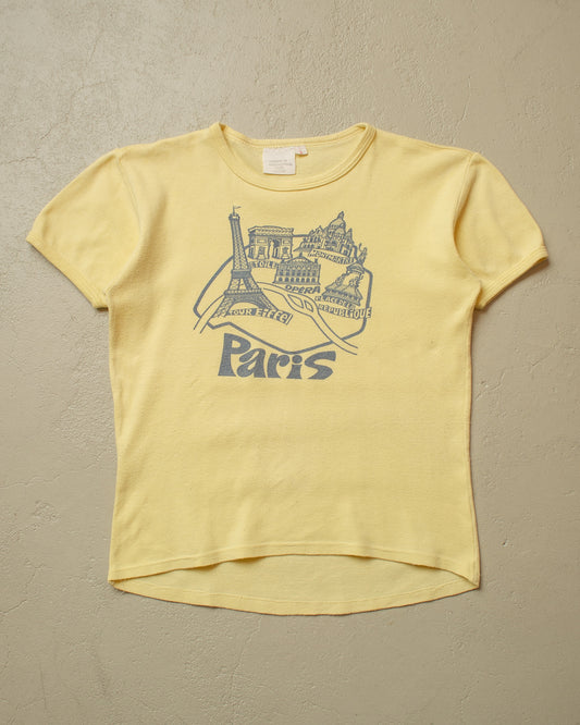 1970s/80s France Souvenir Ringer T-shirt yellow - M