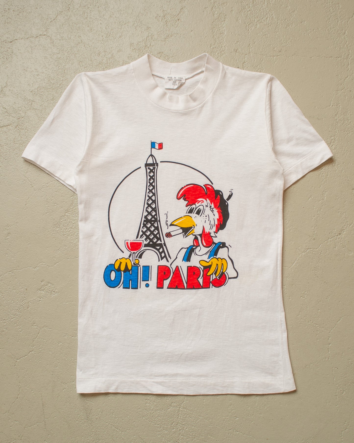 1980s France Souvenir T-shirt white - XXS/XS