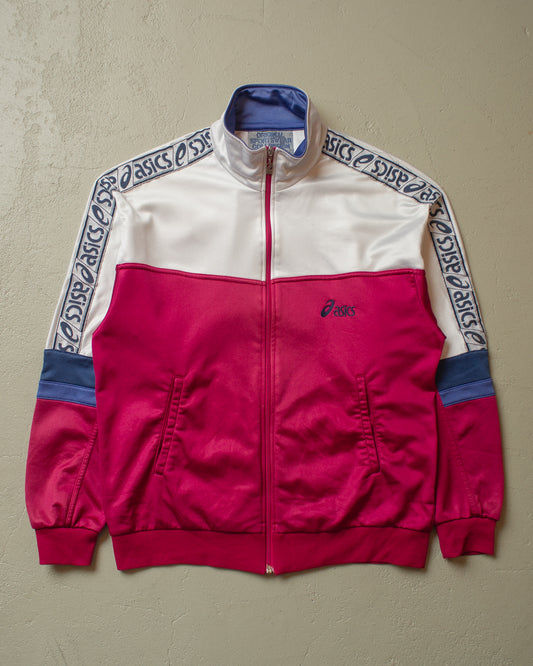 1980s Asics Track Jacket white/pink - L