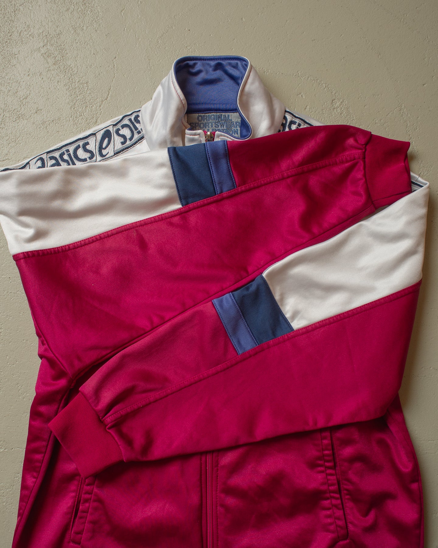 1980s Asics Track Jacket white/pink - L