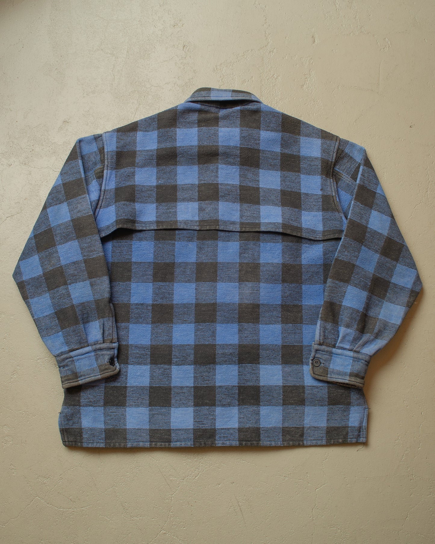 1980s Heavy Flannel Cotton Shirt Jacket blue/black - XL/XXL