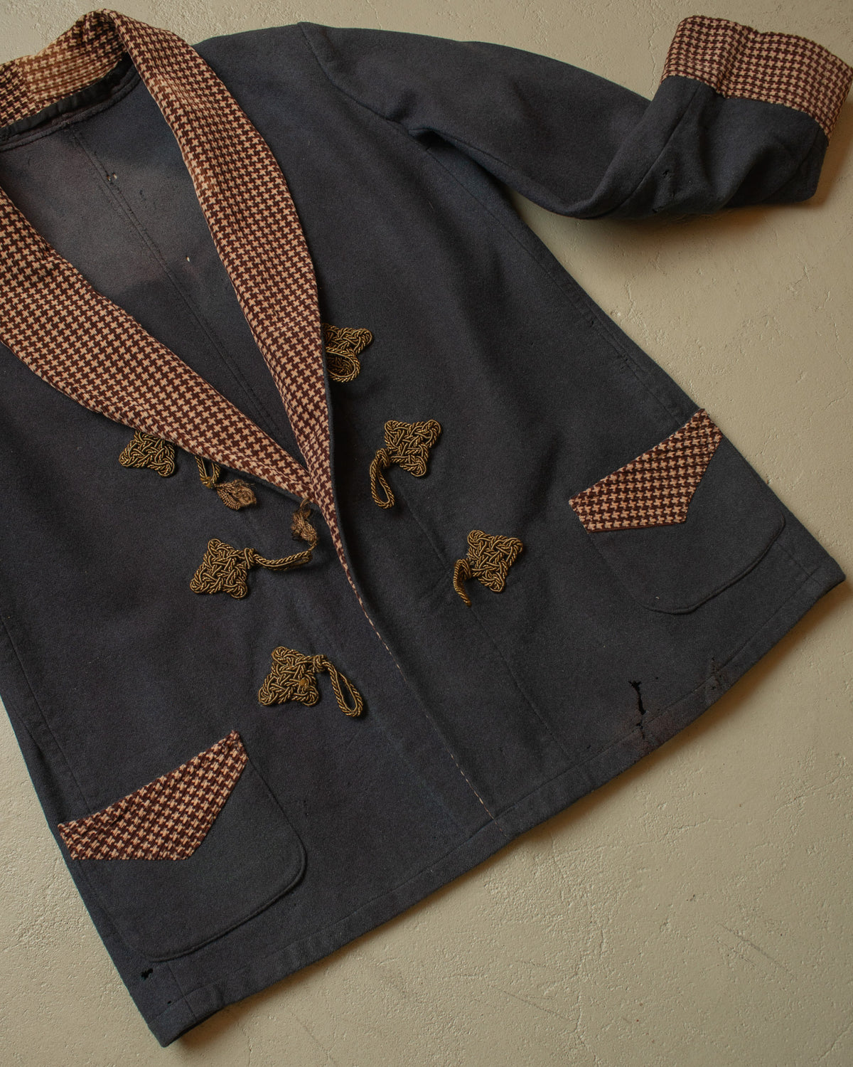 1920s German distressed Smoking Jacket grey - M/L