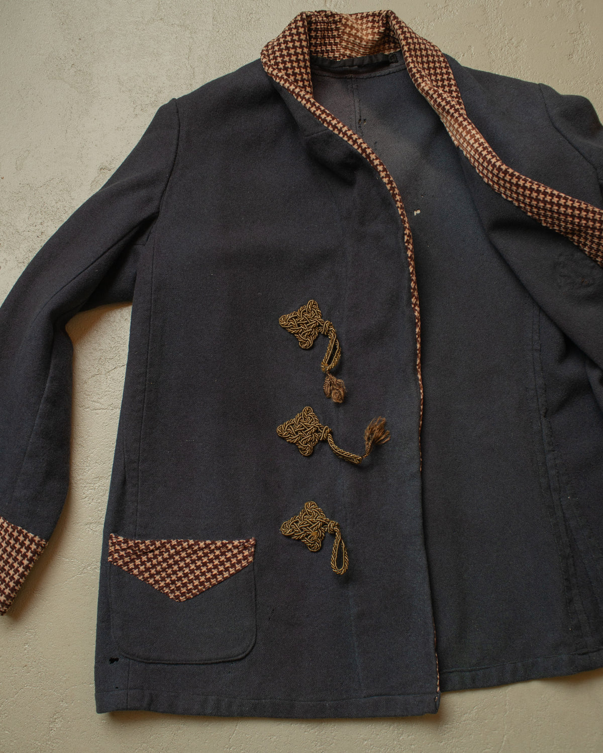 1920s German distressed Smoking Jacket grey - M/L
