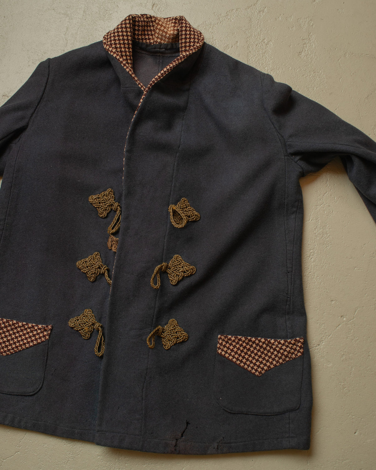 1920s German distressed Smoking Jacket grey - M/L