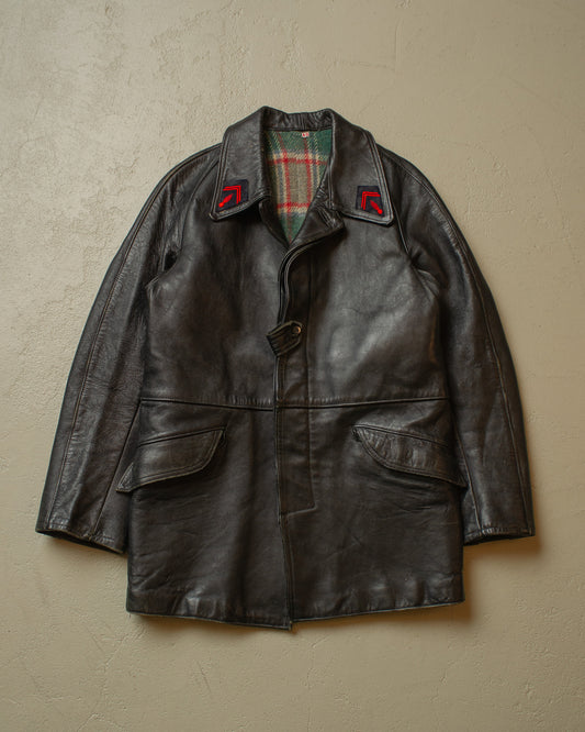 1950s/60s French Fireman Leather Jacket black - S/M