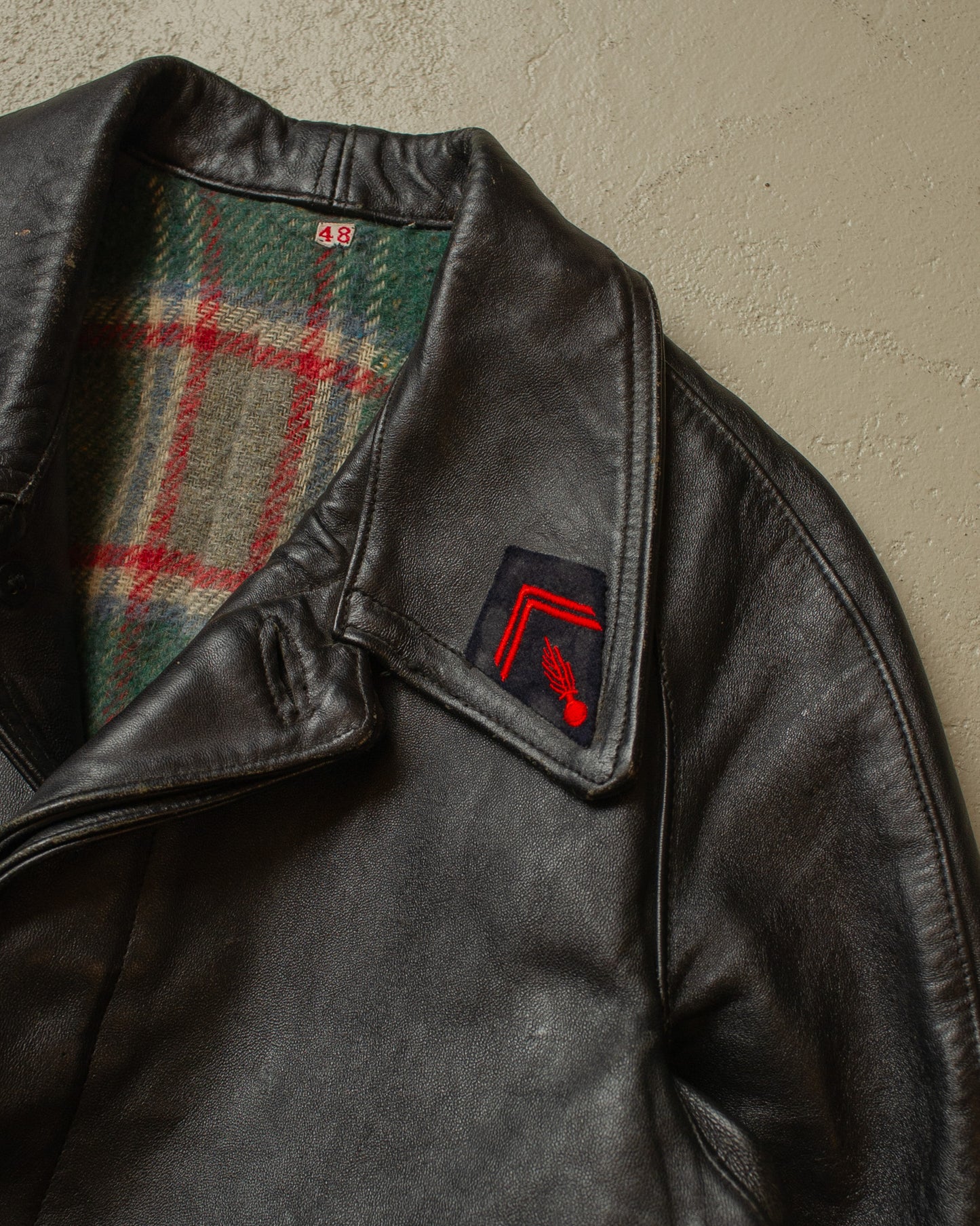 1950s/60s French Fireman Leather Jacket black - S/M