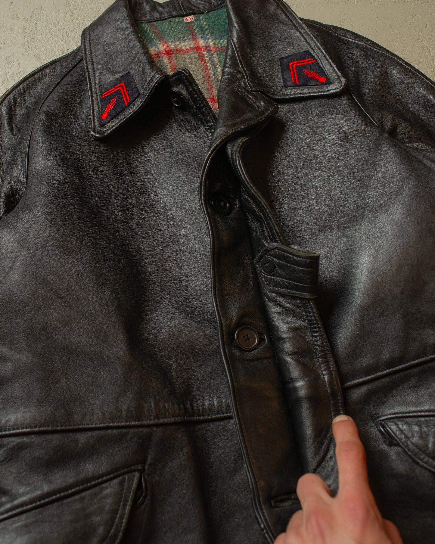 1950s/60s French Fireman Leather Jacket black - S/M