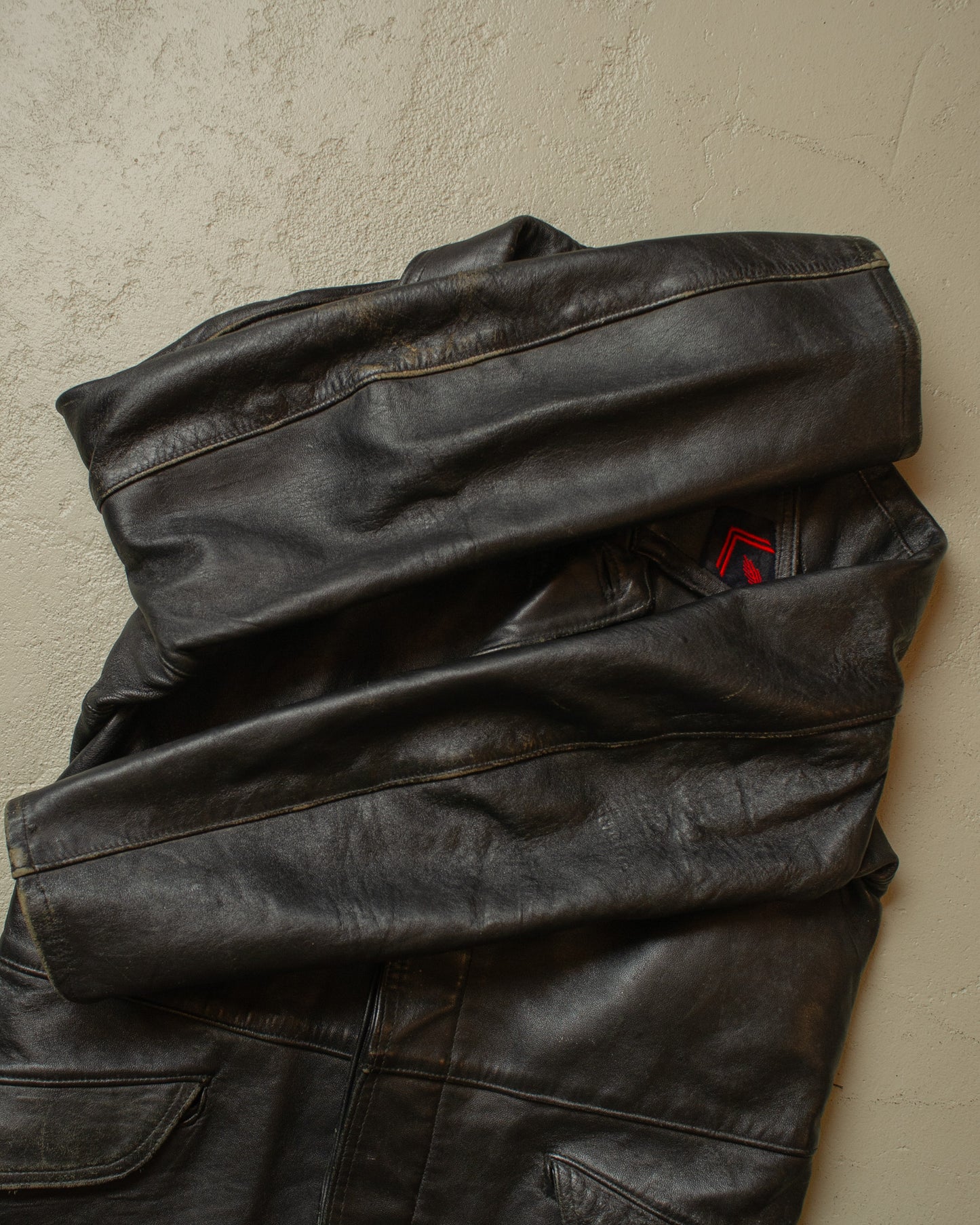 1950s/60s French Fireman Leather Jacket black - S/M