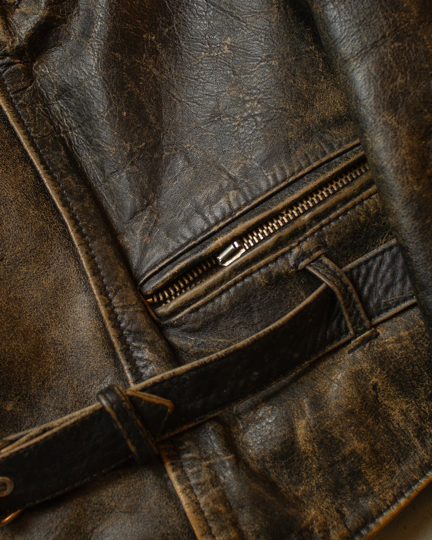 1980s Faded Leather Biker Jacket black - M/L