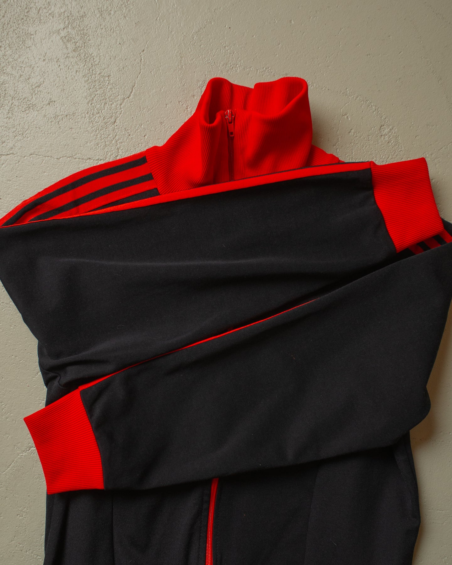 1970s Adidas Two Tone Track Jacket black/red - M/L