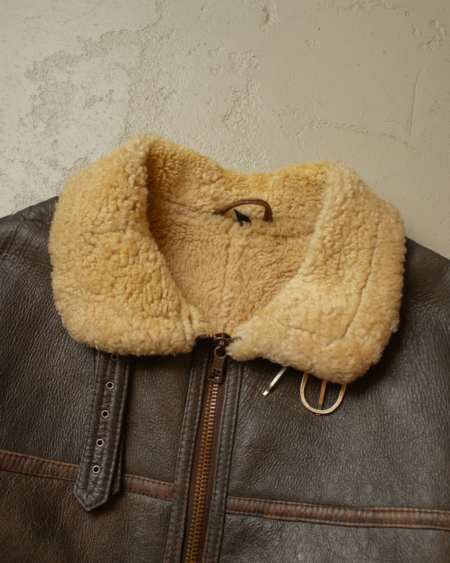 1990s Leather Sherpa Jacket brown - XL/XXL
