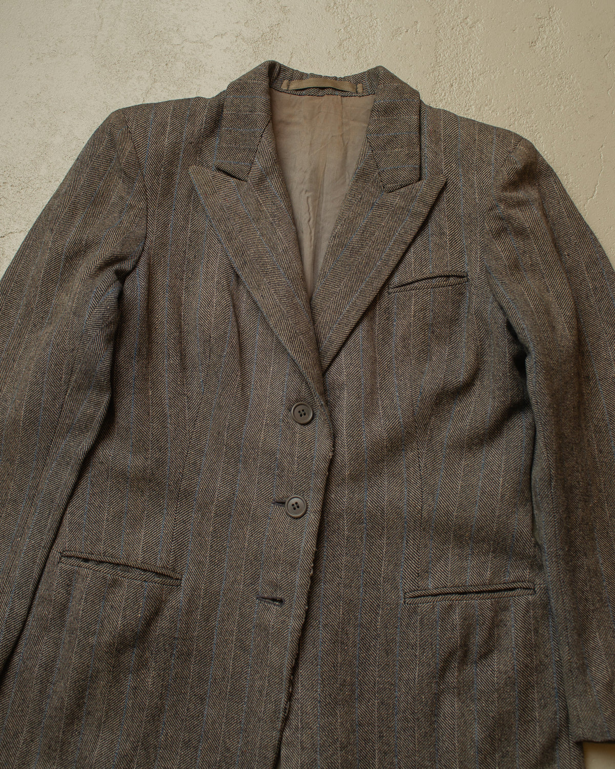 1940s Womens German Herrringbone Pinstripe Suit Jacket grey - S/M