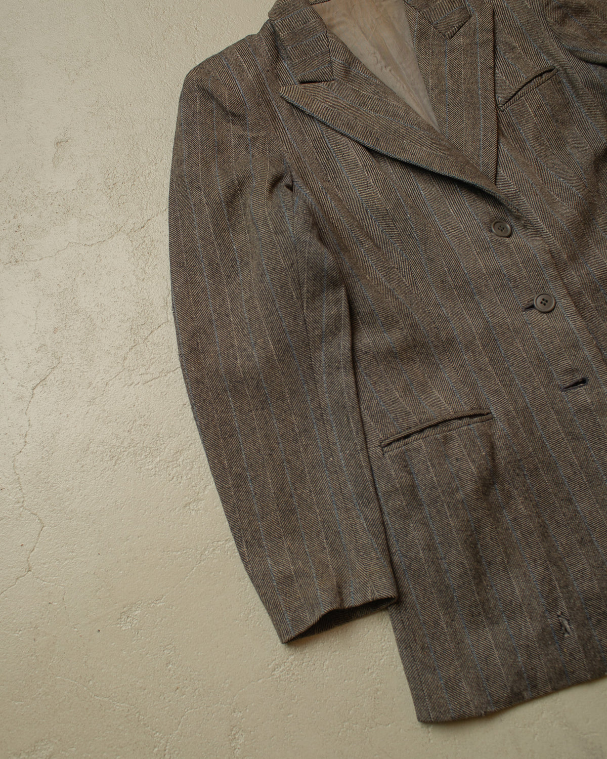 1940s Womens German Herrringbone Pinstripe Suit Jacket grey - S/M