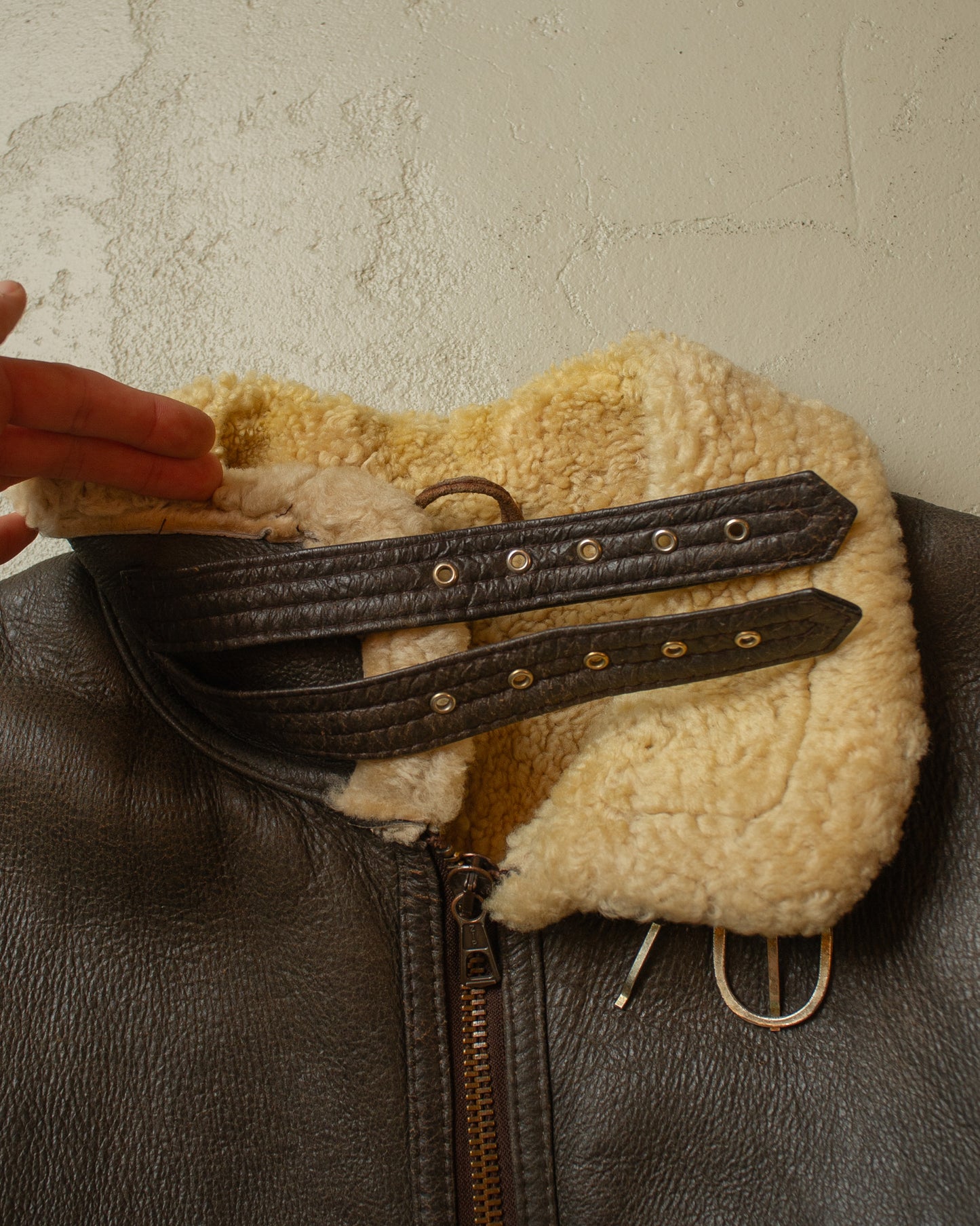 1990s Leather Sherpa Jacket brown - XL/XXL