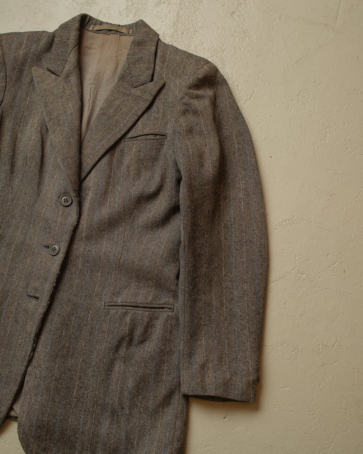 1940s Womens German Herrringbone Pinstripe Suit Jacket grey - S/M