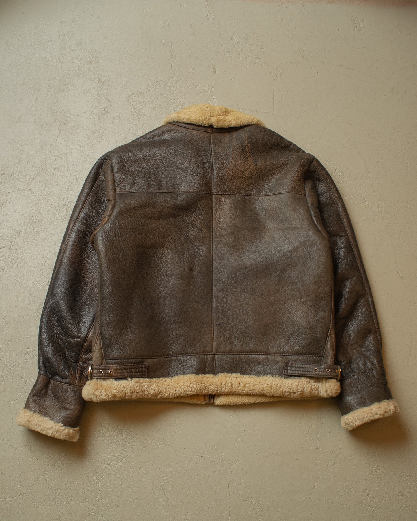 1990s Leather Sherpa Jacket brown - XL/XXL
