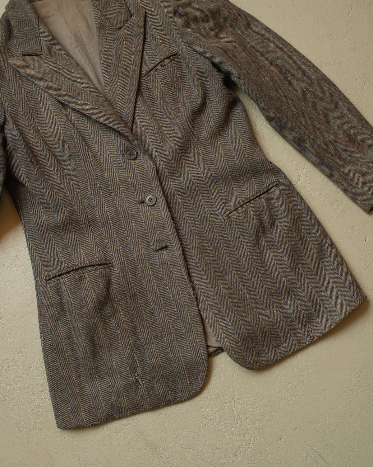 1940s Womens German Herrringbone Pinstripe Suit Jacket grey - S/M