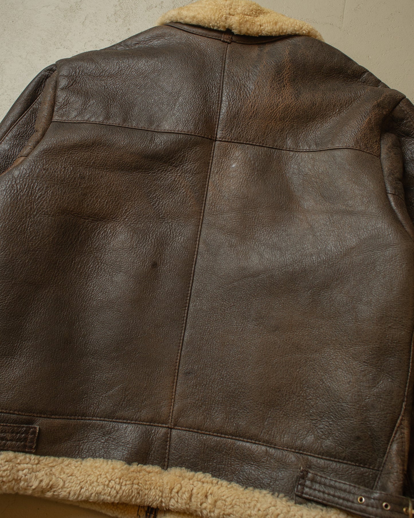 1990s Leather Sherpa Jacket brown - XL/XXL